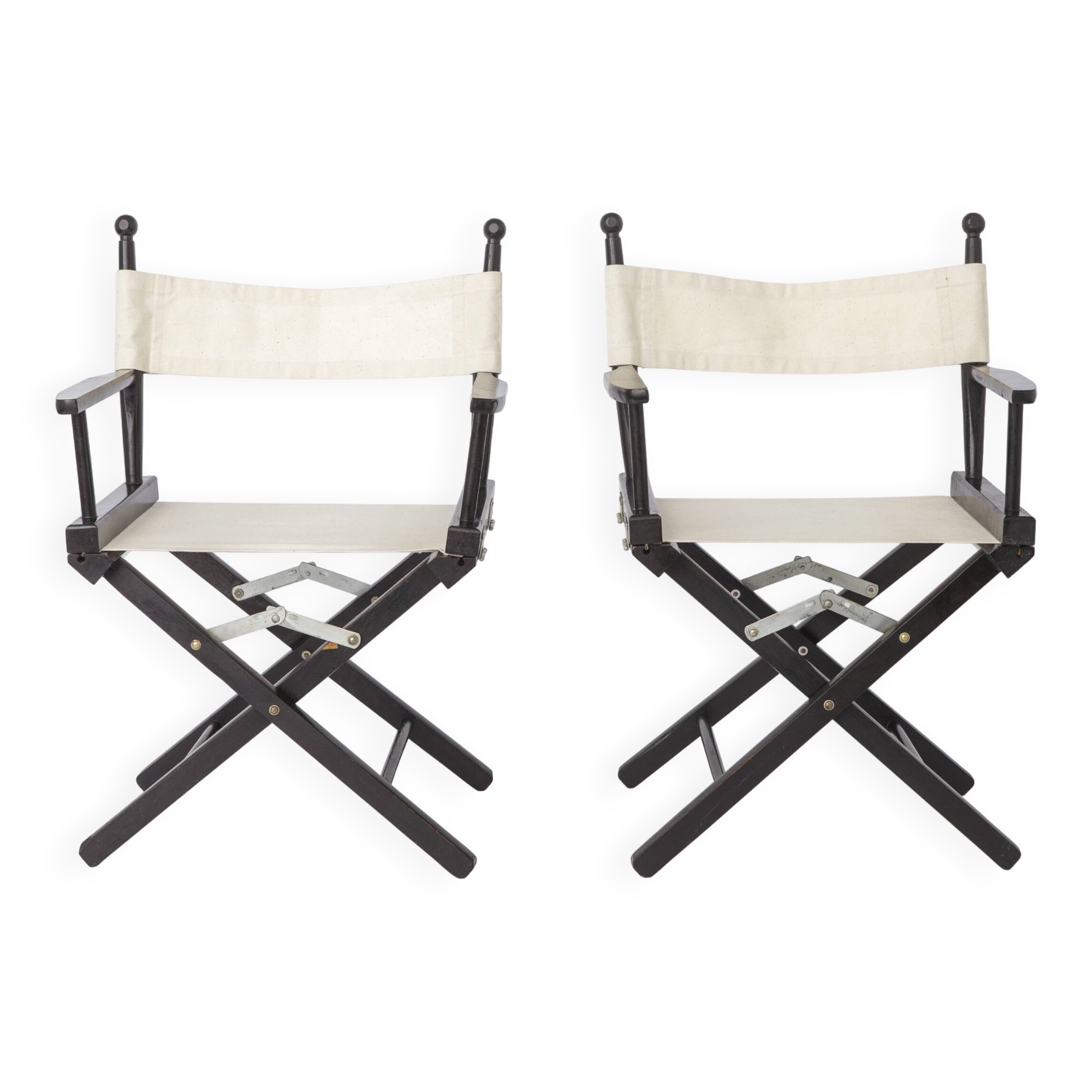 Pair of Vintage Director’s Chairs, 1970s Folding Chairs, Black Beech Wood