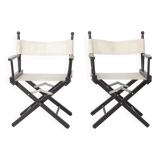 Pair of Vintage Director’s Chairs, 1970s Folding Chairs, Black Beech Wood