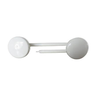 White lacquered metal coat rack with 2 hooks, 1970.