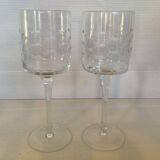 Duo of cut glass fish candle holders