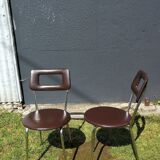 Pair of chairs in brown skaï 70s