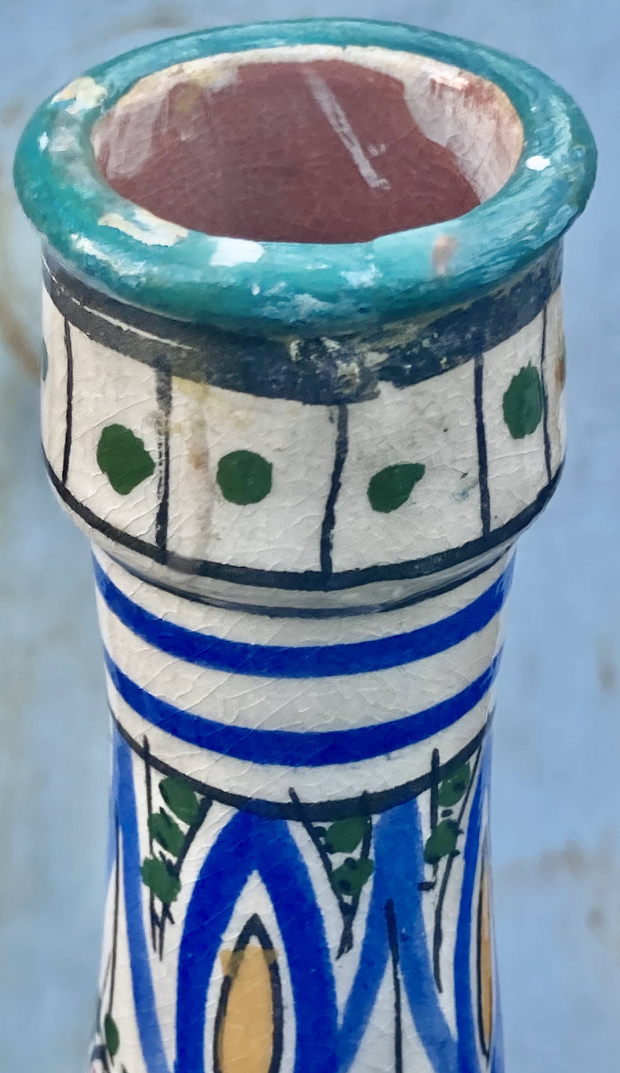 Antique Moroccan Ceramic Vase Signed - XXL Size