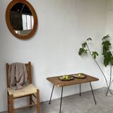 Table basse osier tressé et métal 1960