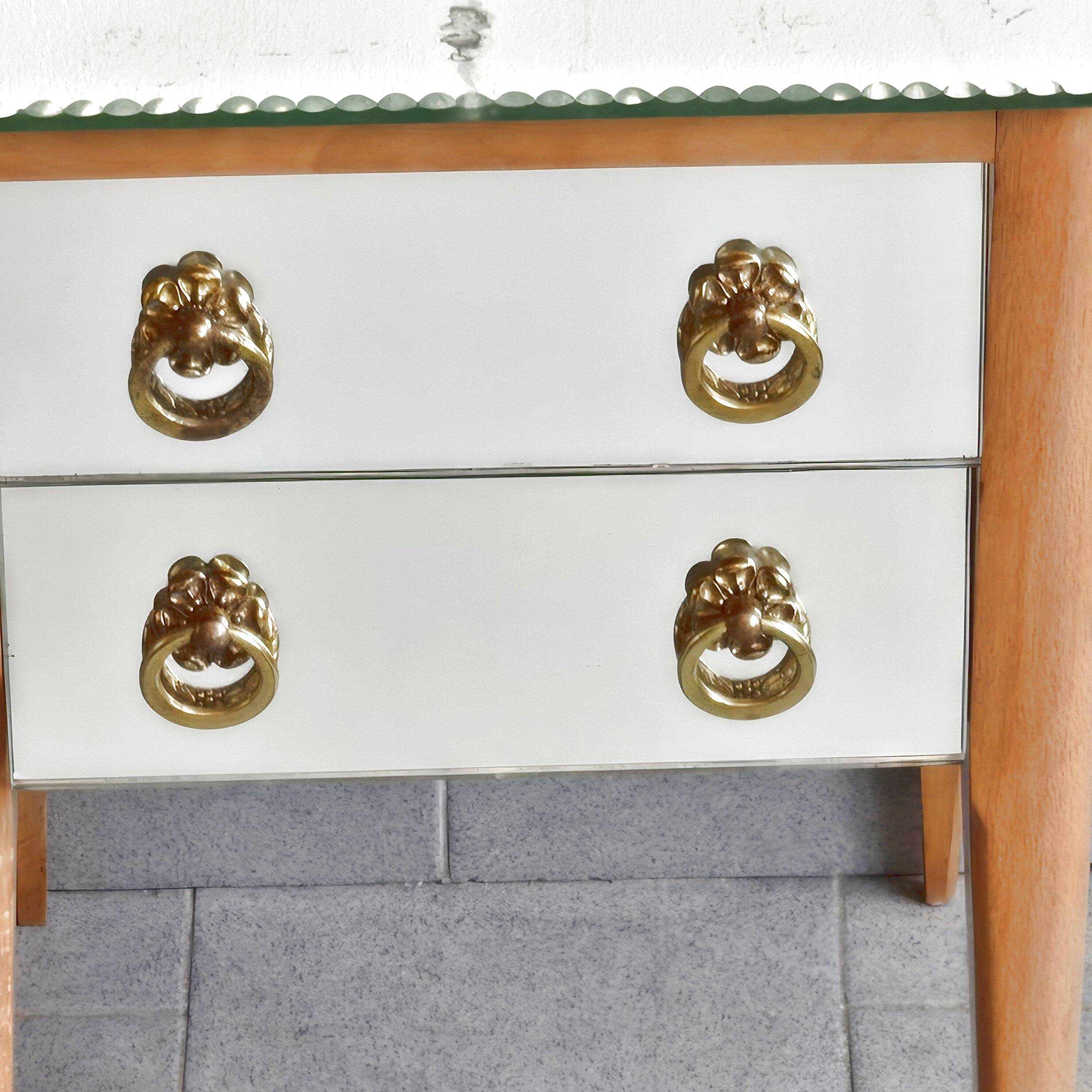 Pair of vintage 1950s mirrored bedside tables