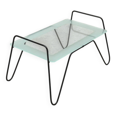 Table basse en métal et verre, France 1950