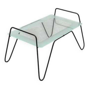 Table basse en métal et verre, France 1950