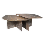 Sculptural Italian coffee tables in Breccia marble, 1970.