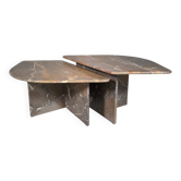 Tables basses italiennes sculpturales en marbre Breccia, 1970