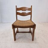 Ensemble de 6 chaises rasoir en chêne brutaliste, France, années 1960