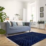 Modern Moroccan carpet dark blue