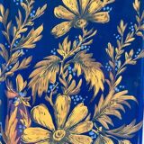 Octagonal vase in Limoges porcelain, oven blue and gold decoration, 20th century