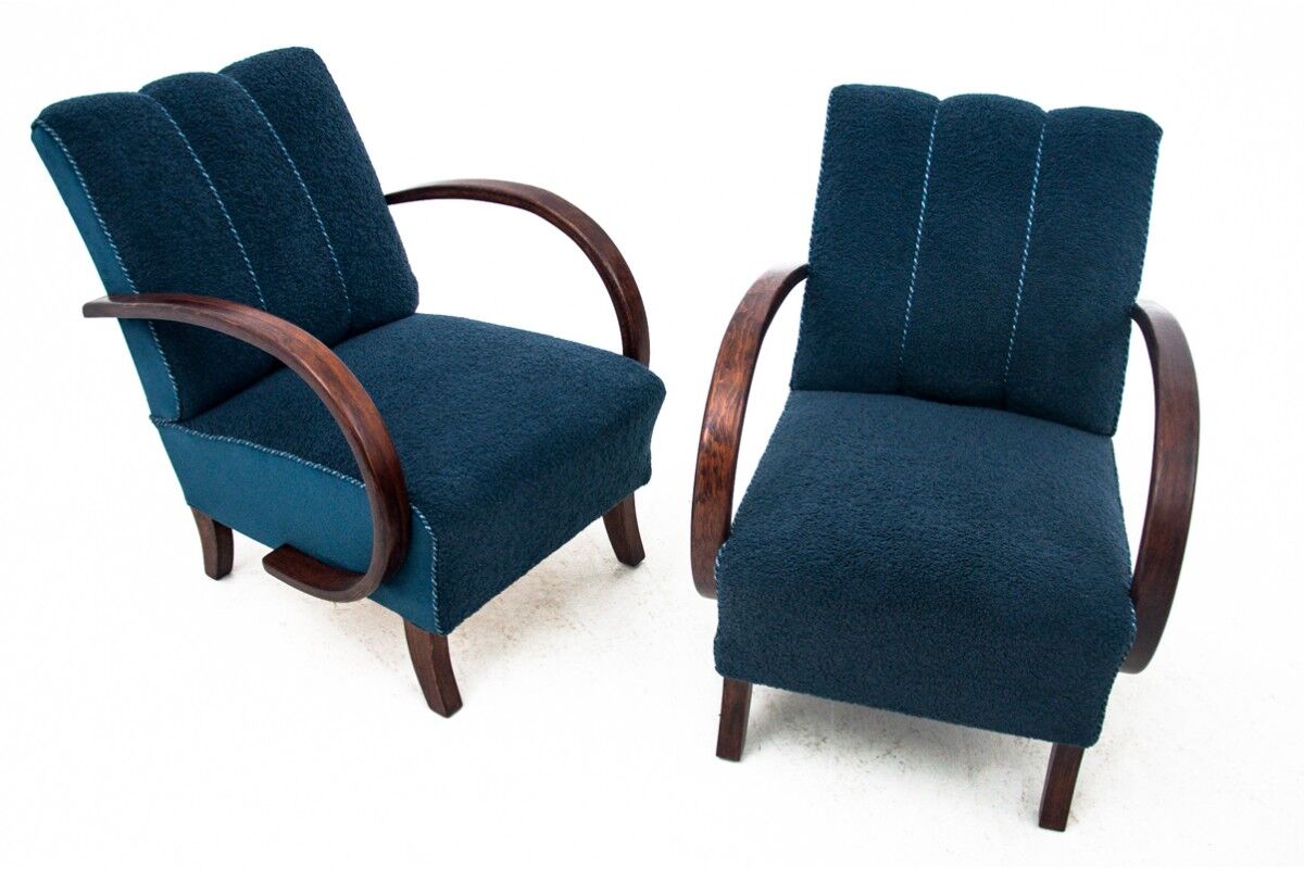 Two H-227 armchairs from the 1930s, designed by J. Halabala, Art Deco style, Czechoslovakia