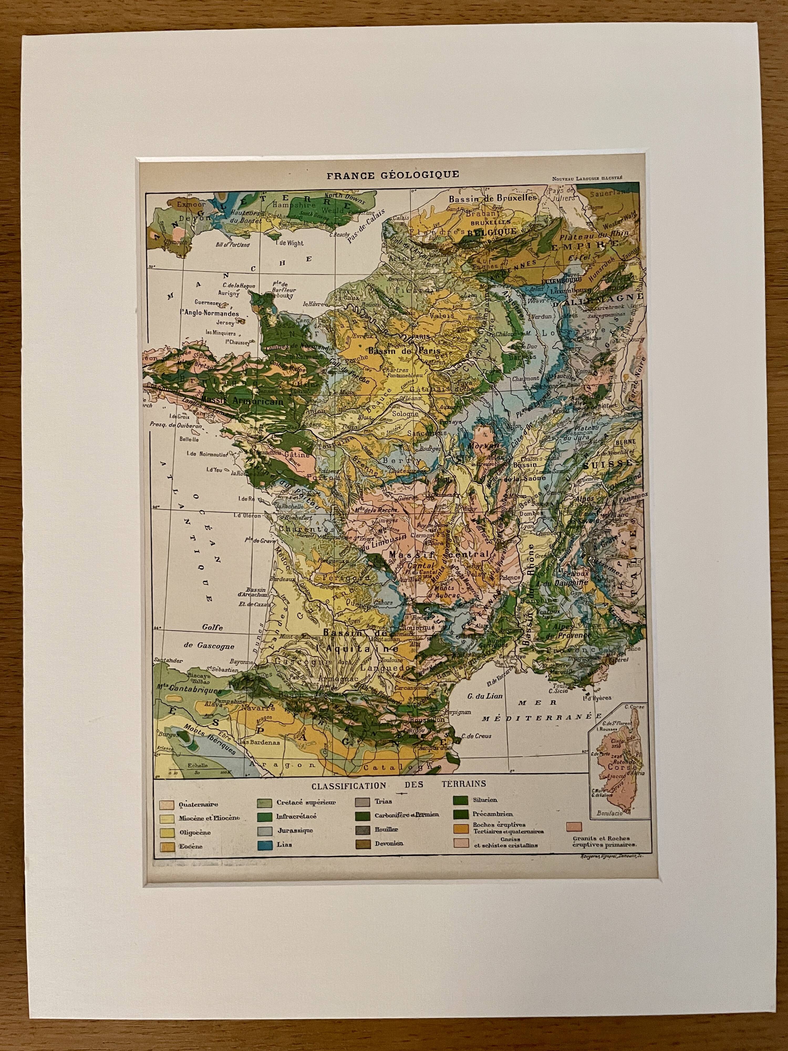 Old geological map of France - 1900