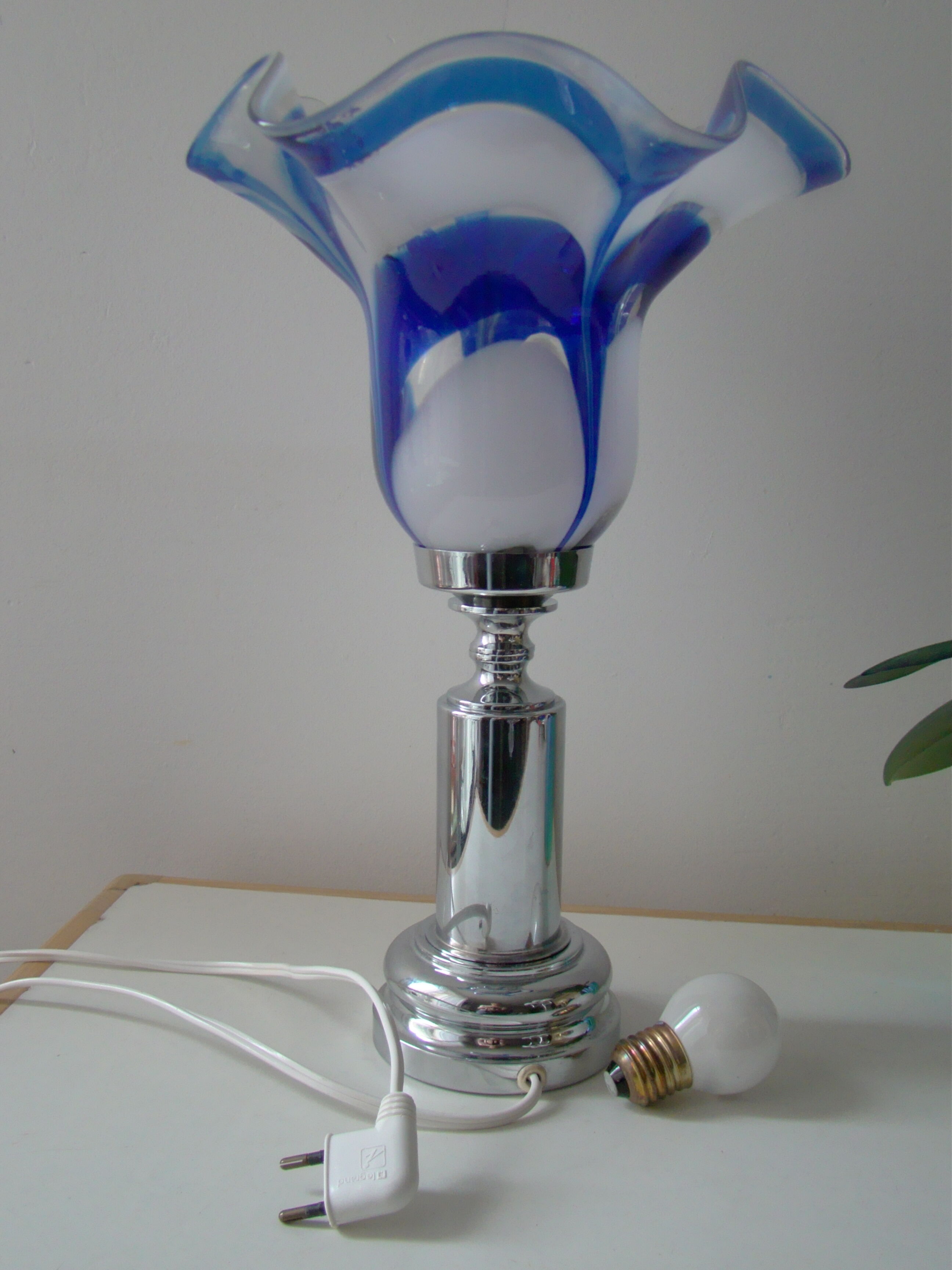 Vintage blue glass lamp Mazzega