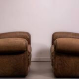 Mickey armchairs by Baxter Italy in Nabuk camel leather, circa 1998