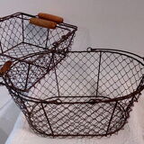 Duo of aged metal mesh baskets