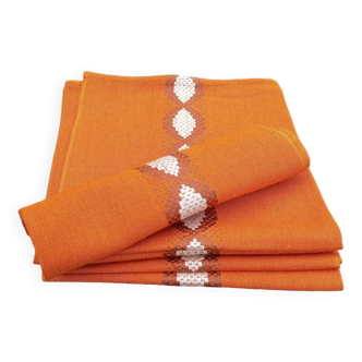 6 serviettes de table orange, seventies