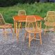 1 Table 1 fauteuil 3 chaises en bambou et rotin attribués à Audoux et Minet