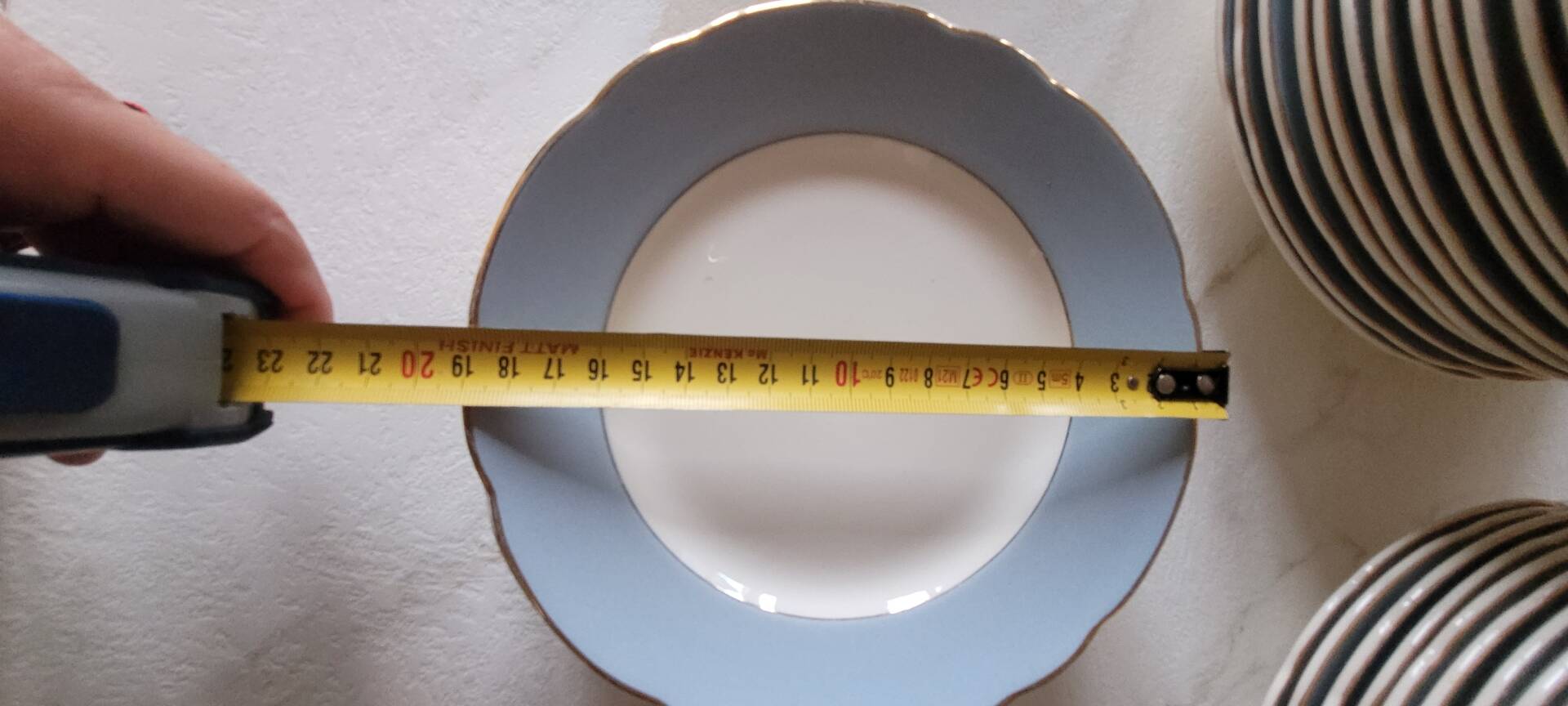 Service de table Villeroy & Boch – Modèle Saar – Bleu pastel & doré –