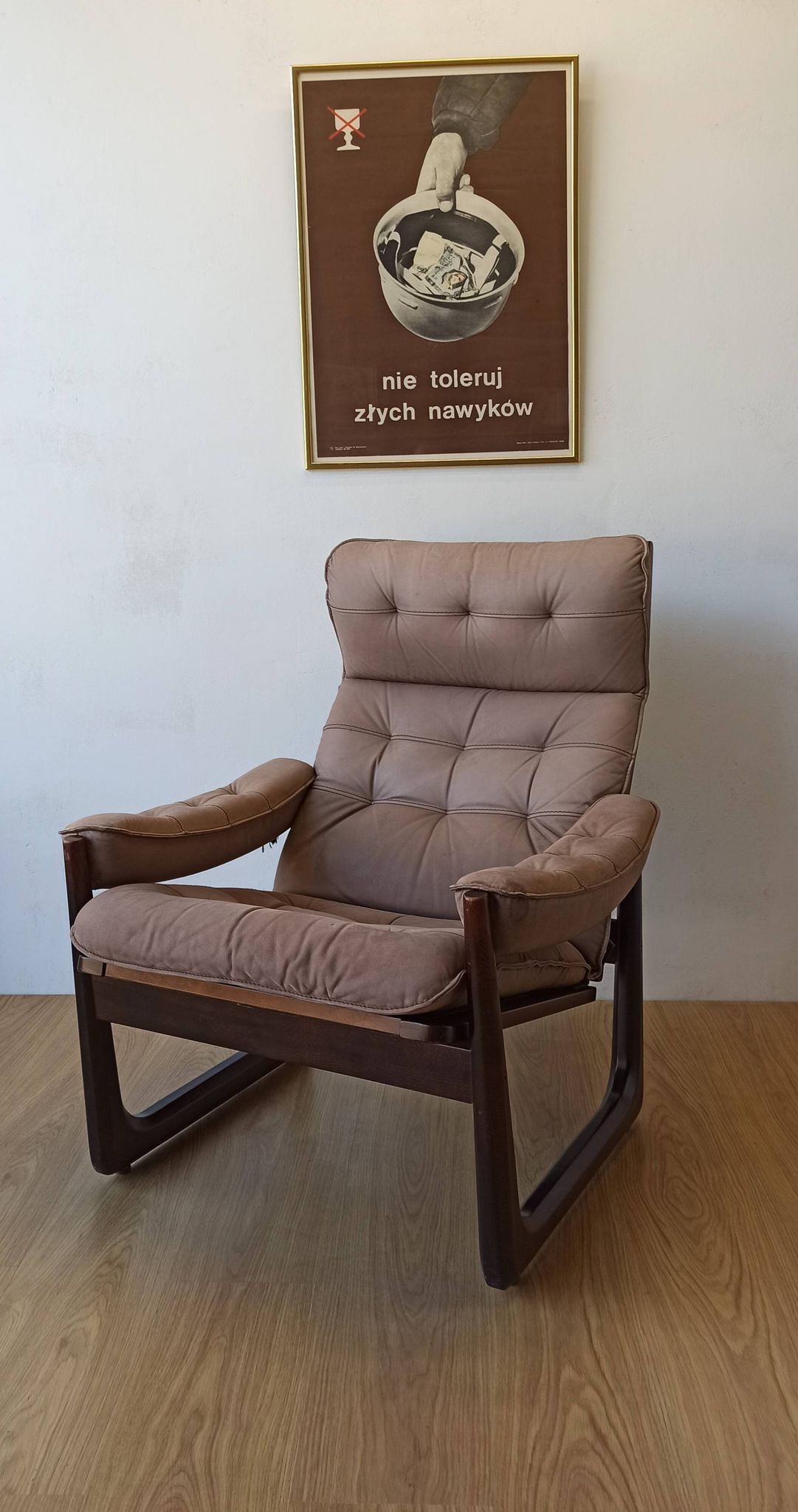 Genega Møbler leather armchair, Denmark, 1960s.