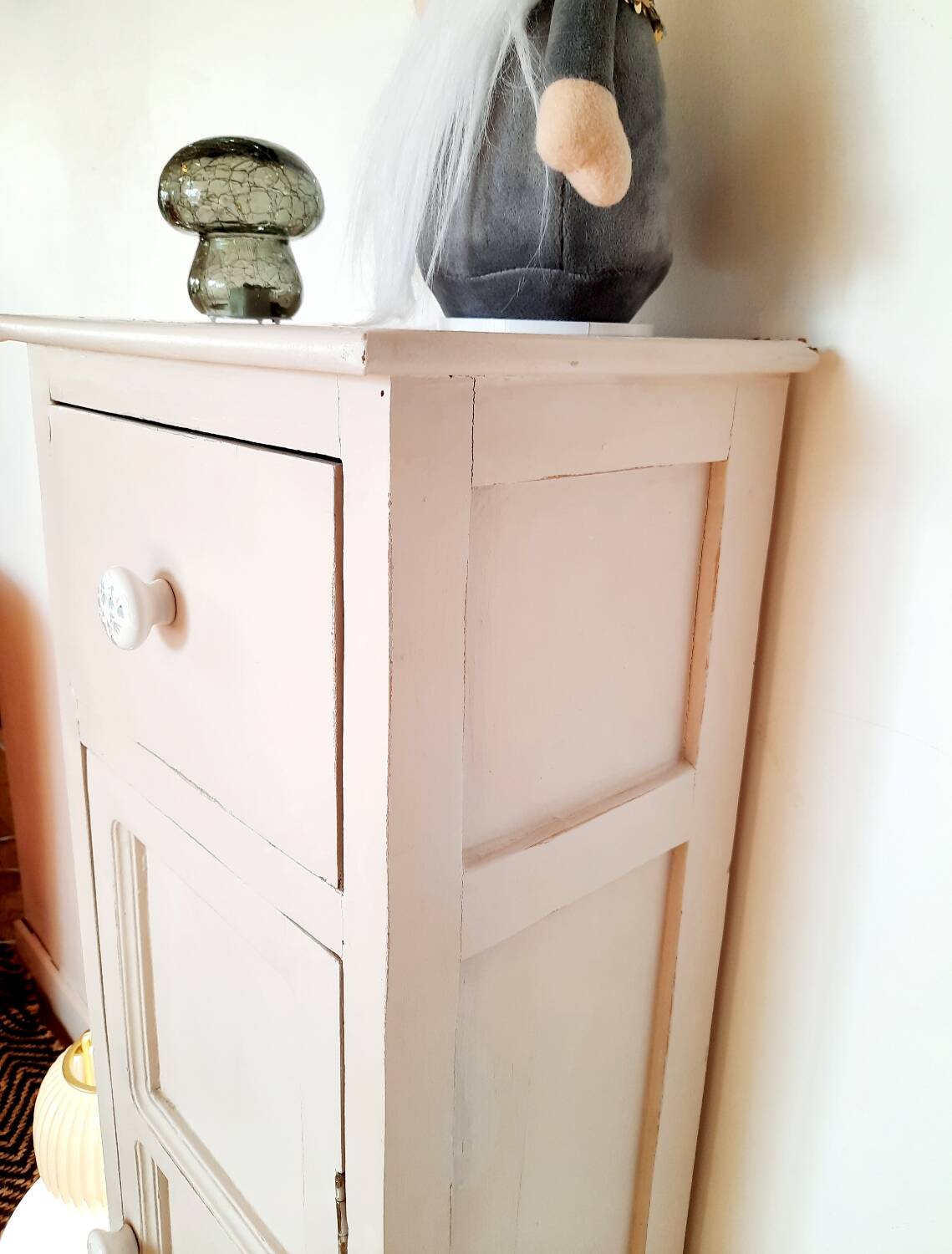 Antique tall cabinet painted white