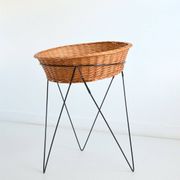 Basket on rattan legs 1950 vintage