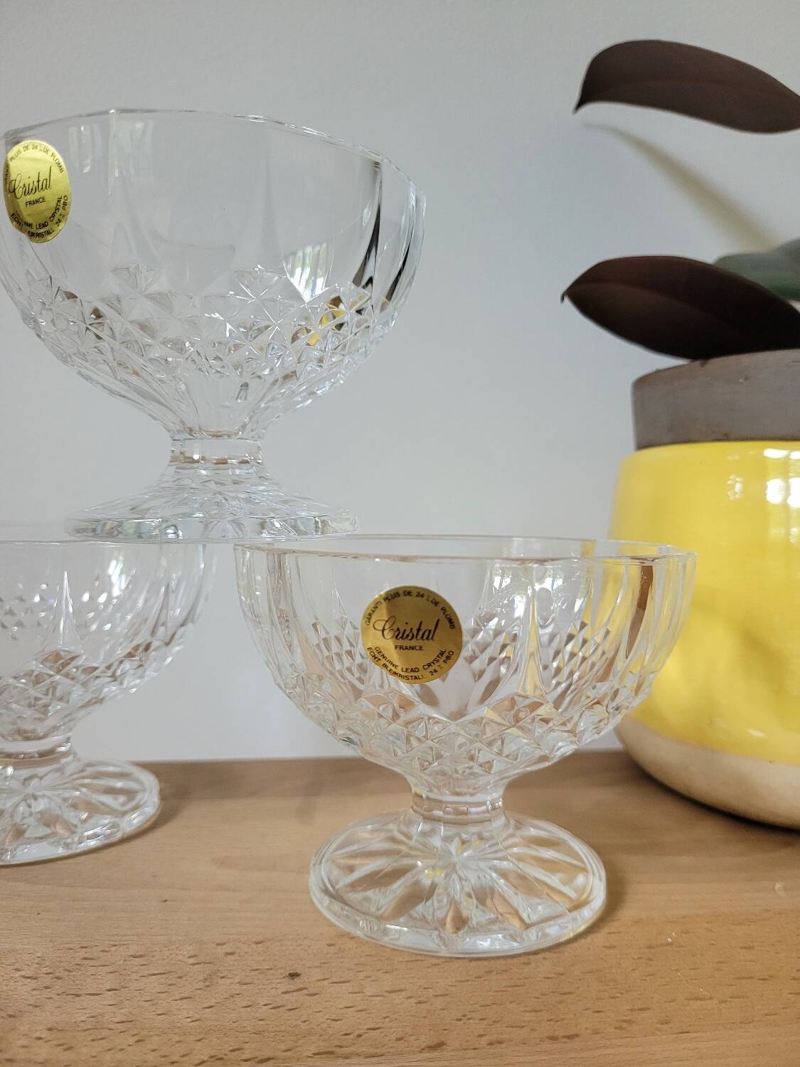 Lot de 3 coupes à glace Longchamp de Cristal d'Arques