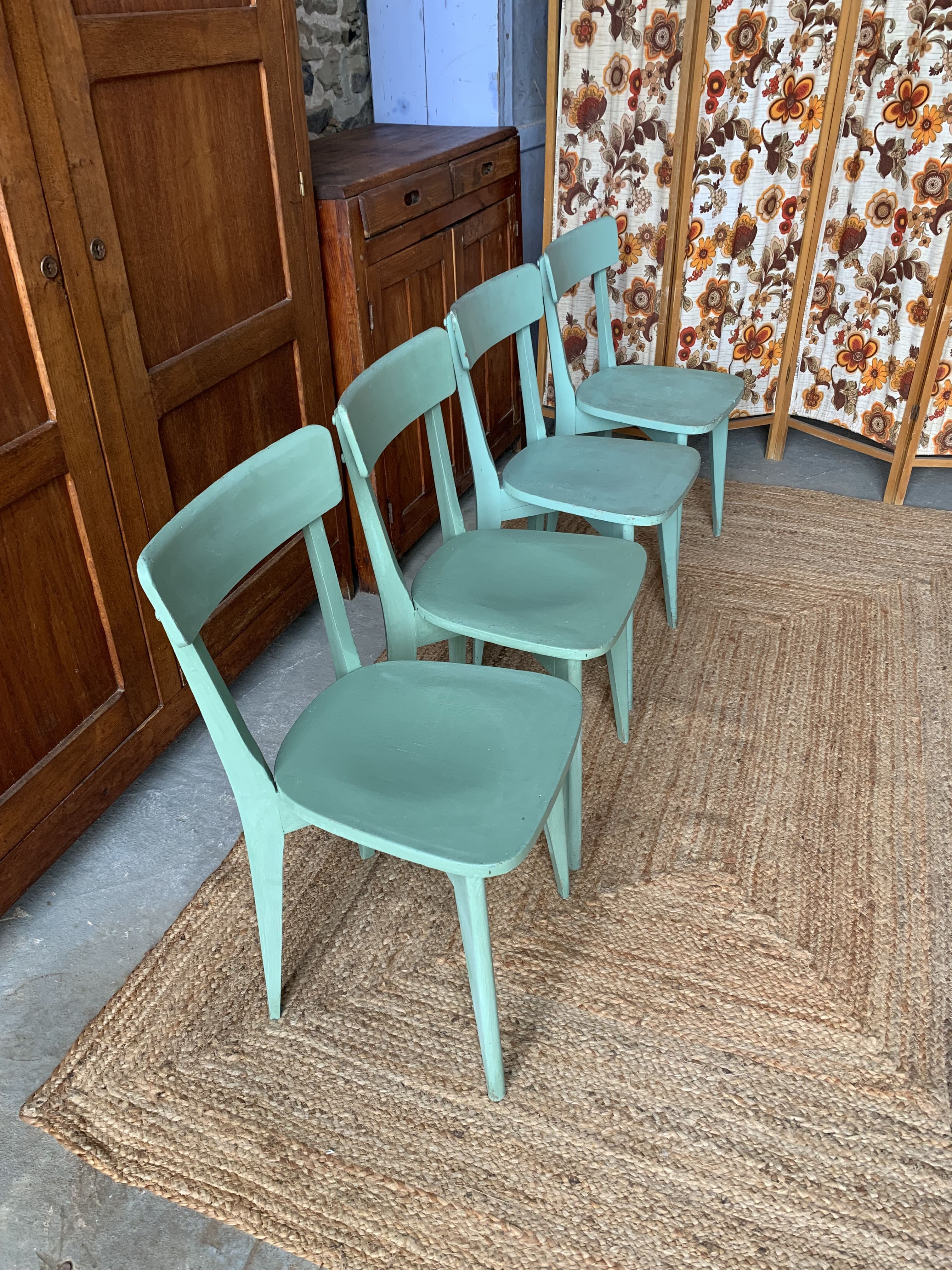 Lot de 4 chaises bistrot vertes
