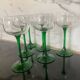 6 vintage green liqueur glasses from France