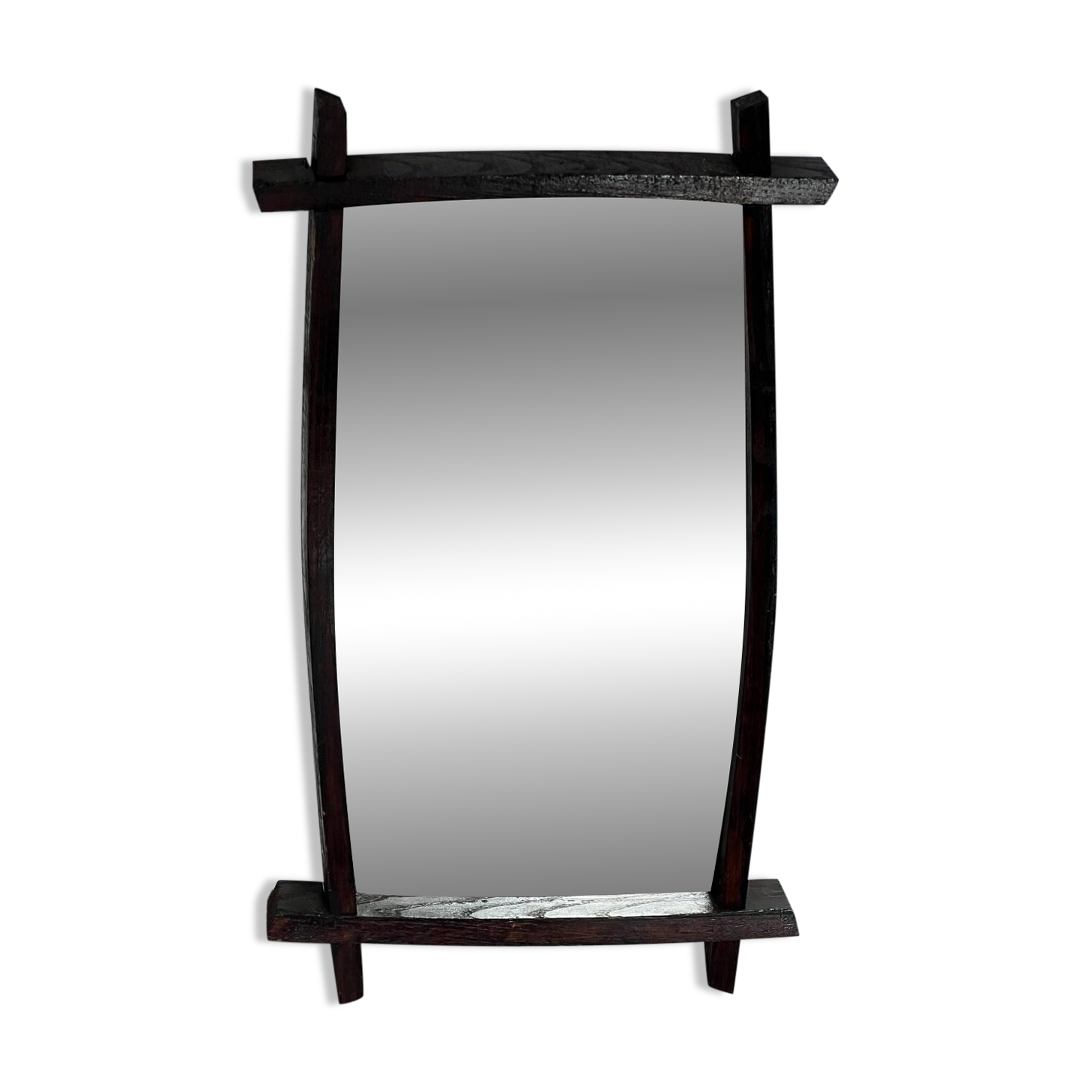 Miroir brutaliste rectangulaire bois foncé