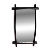 Dark wood rectangular brutalist mirror