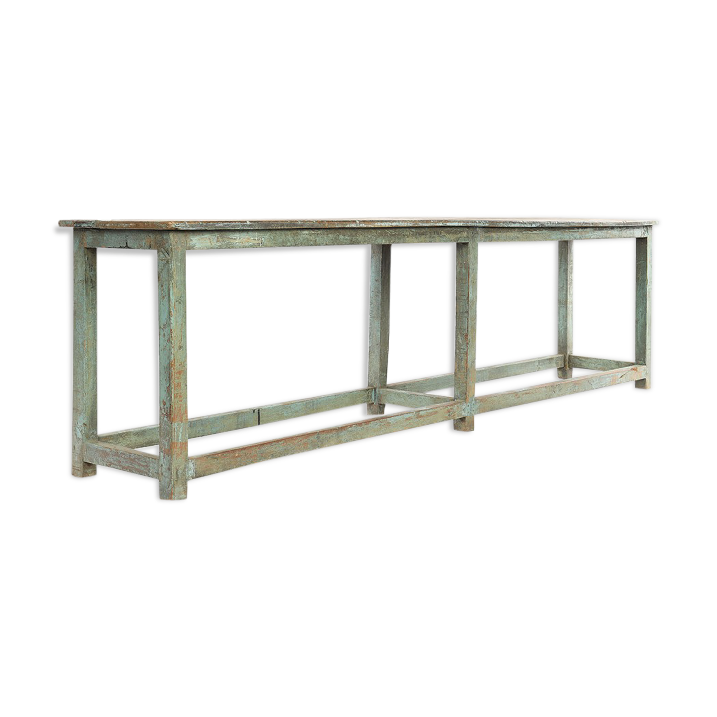 Patinated wooden bench