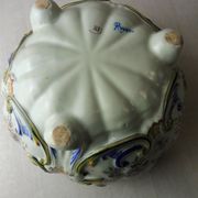Old ceramic pot cover, decoration flowers, Rouen