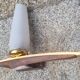 Pair of Scandinavian wall lights, teak, brass and opaline, vintage, 60s