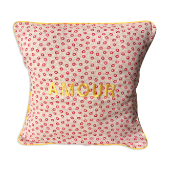 Vintage embroidered fabric cushion cover