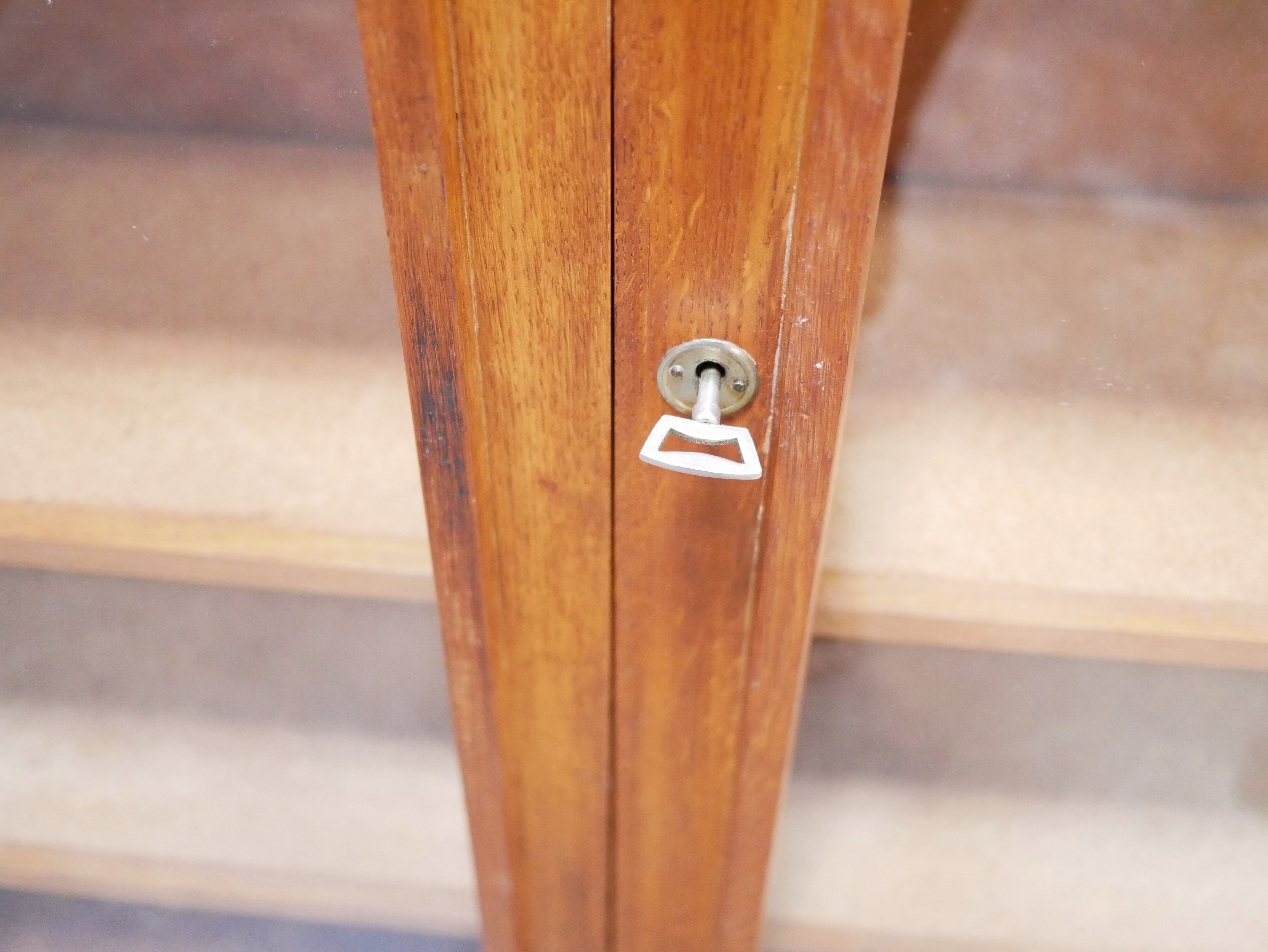 Vintage wooden glass bookcase cabinet