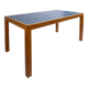 Pine table with a top covered in linoleum.