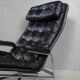 Chaise longue en cuir suédois des années 1970 par Sam Larsson pour DUX