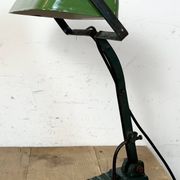 Vintage Green Enamel Bank Lamp, 1950s