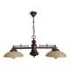 2 Light French Mid Century Extendable Billiard Light In Brass Wood & Glass
