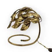 Hollywood regency set of 2 brass leaves table lamps, Bottega Gadda Italy, 1970s
