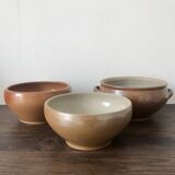 Set of 3 stoneware serving salad bowls Grèspots Digoin