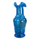Petit vase Empoli en verre bleu à décor de branches et fruits en relief 16c