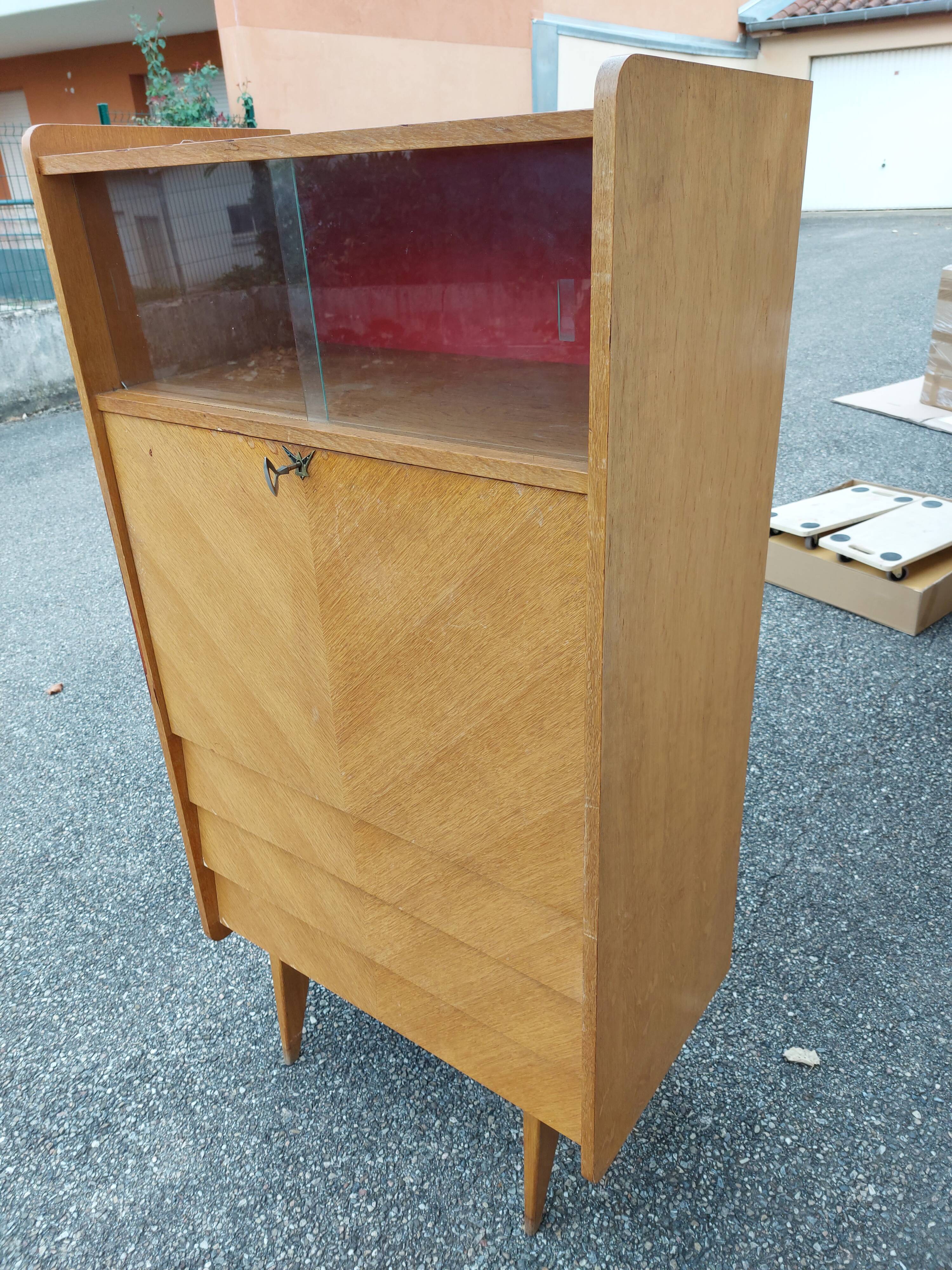 Secretary chest of drawers vintage light wood year 50 60