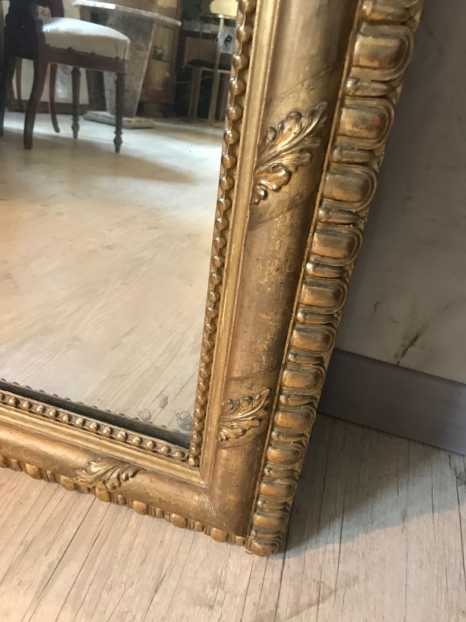 Golden wood mirror - 140x88cm