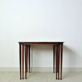 Scandinavian Modern Rosewood Nesting Tables with Drumstick Legs