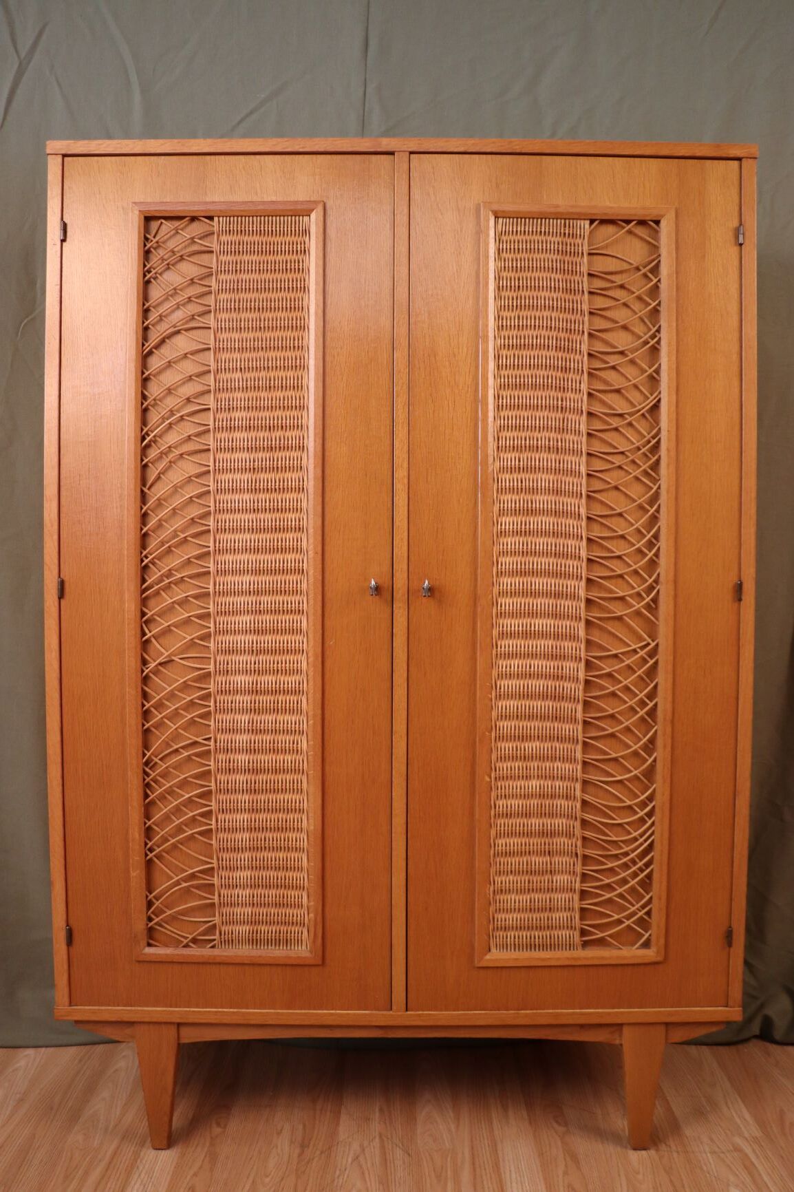 Wood and rattan cabinet