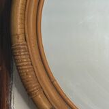 Round rattan mirror from the 60s Spain