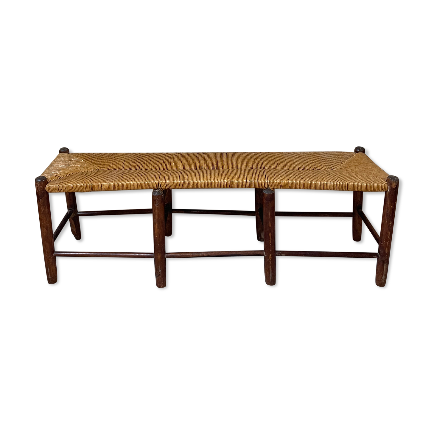 Rustic wood and straw bench