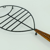 Danish modern leaf-shaped coaster metal and leather 1950s 60s